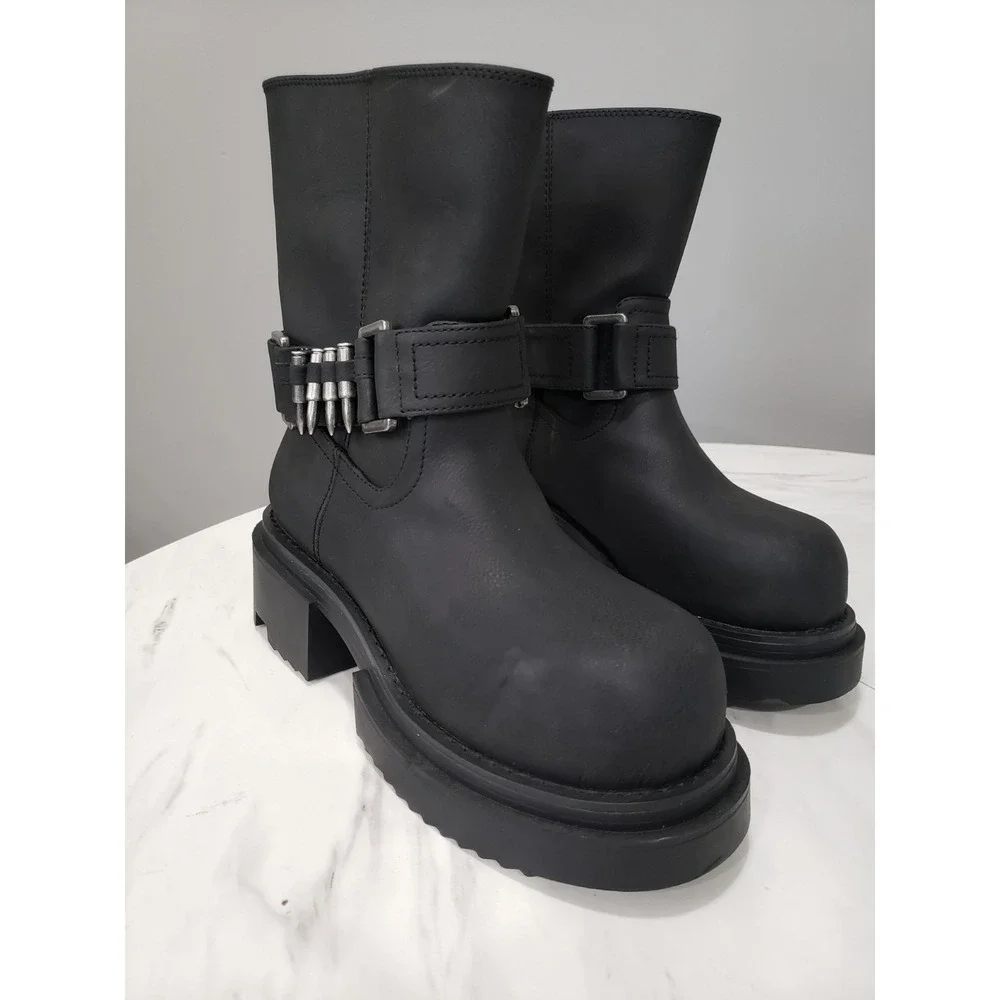 SIZE 9 Dolls Kill Darker Wavs Moto Goth Chunky Platform Bullet Ankle Rave Punk